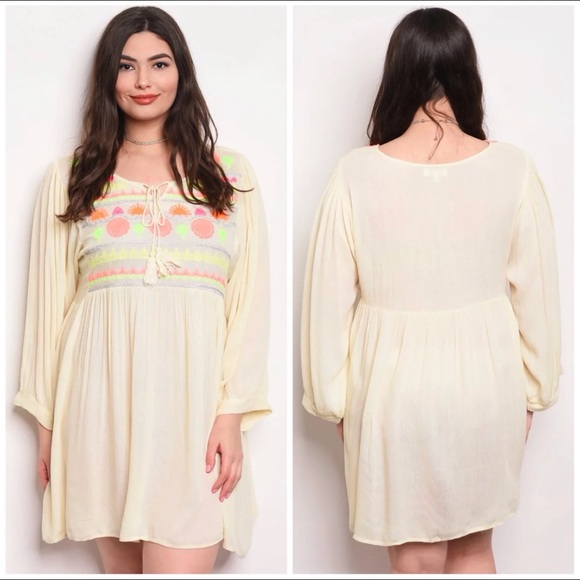 plus size cream dress
